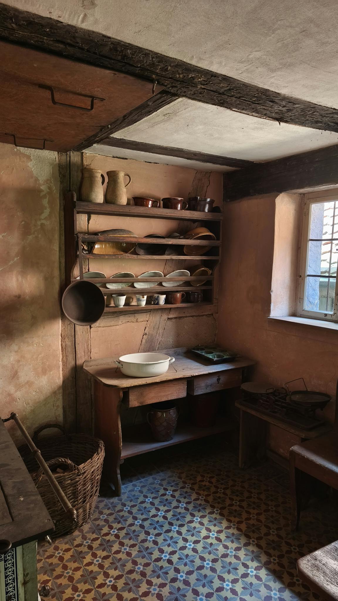 Rustic kitchen interior from old German house in Bad Windsheim.